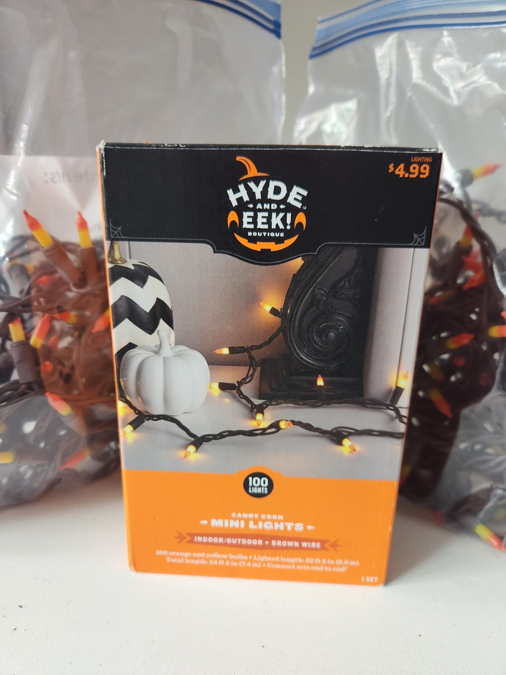 Hyde & EEk! Candy Corn Mini Halloween String Lights Brown  100 Count  Set Of 3 - Picture 2 of 9